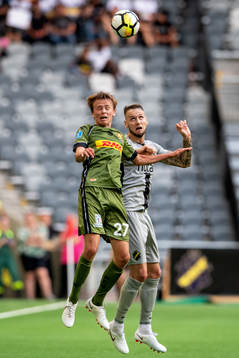 Alexander Milosevic of AIK and Mikkel Damsgaard of