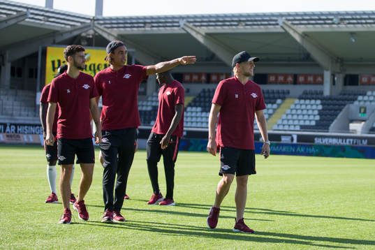 Massimo Bruno, Yussuf Poulsen and Emil Forsberg of Leipzig