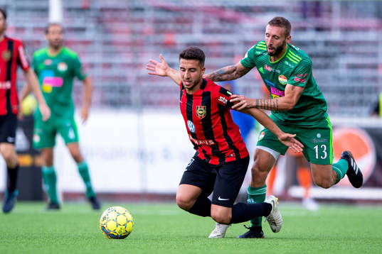 Brommapojkarnas Moustafa Zeidan och Dalkurds Andrew Michael