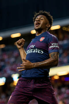Reiss Nelson of Arsenal celebrates