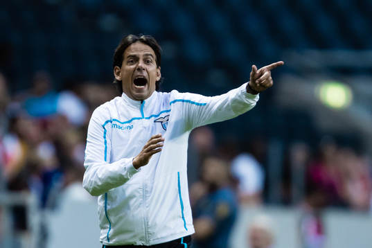 Coach Simone Inzaghi of Lazio reacts