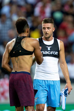 Pierre-Emerick Aubameyang of Arsenal and Sergej