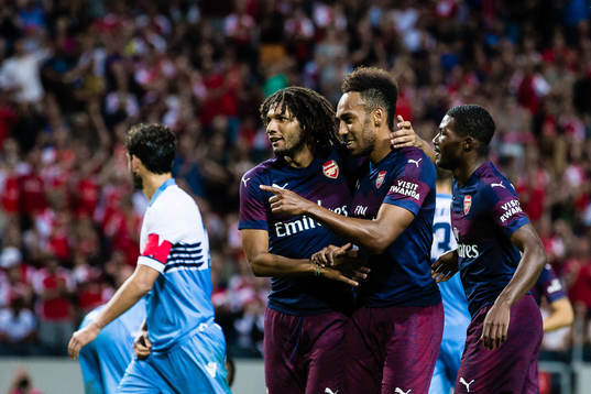 Pierre-Emerick Aubameyang of Arsenal celebrates with
