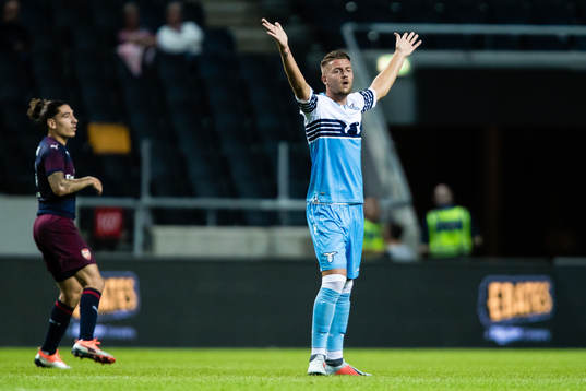 Sergej Milinkovic-Savic of Lazio looks dejected
