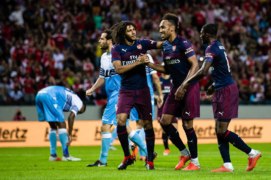 Pierre-Emerick Aubameyang of Arsenal celebrates with
