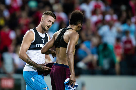 Sergej Milinkovic-Savic of Lazio and Pierre-Emerick