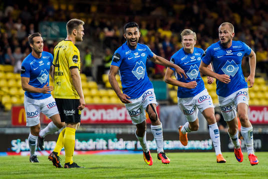 Etzaz Hussain of Molde celebrates