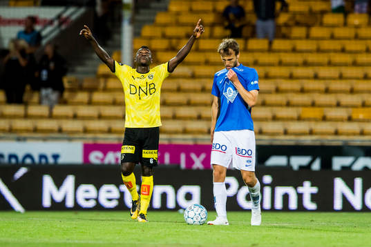 Ifeanyi Mathew of Lillestrøm celebrates and Magnus Eikrem