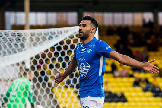 Etzaz Hussain of Molde celebrates