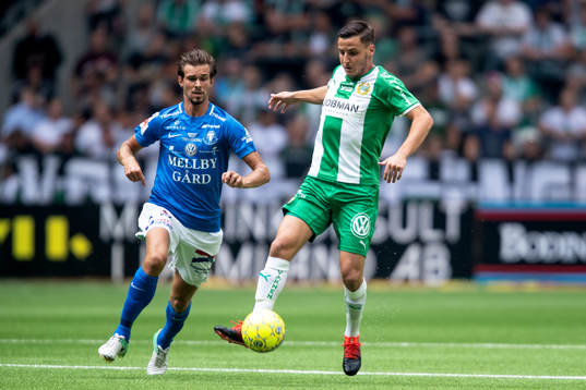 Trelleborgs Sebastian Ohlsson och Hammarbys Jeppe Andersen
