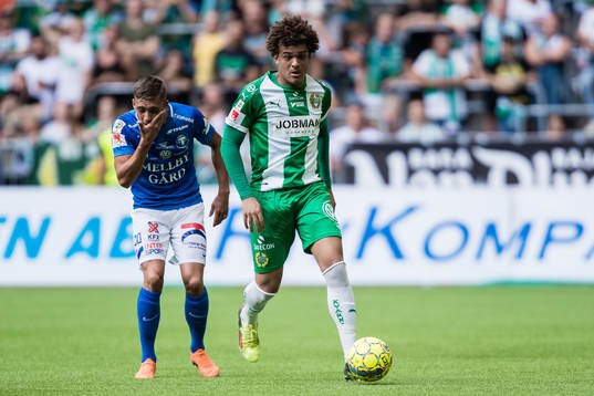 Hammarbys Neto Borges och Trelleborgs Felix Hörberg som