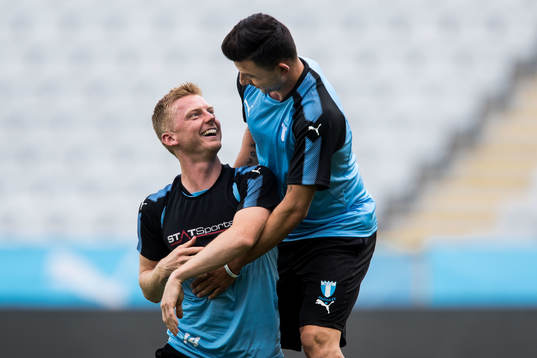 Anders Christiansen and Behrang Safari of Malmö FF