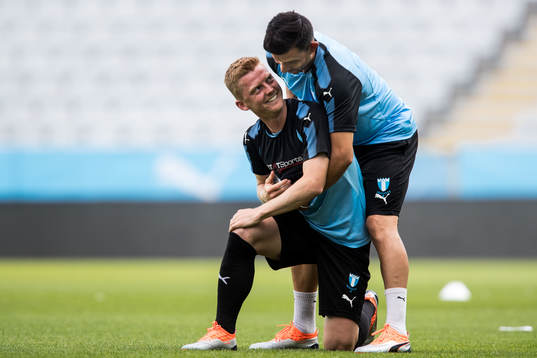 Anders Christiansen and Behrang Safari of Malmö FF