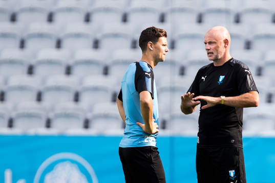 Marcus Antonsson and head coach Uwe Rösler of Malmö FF
