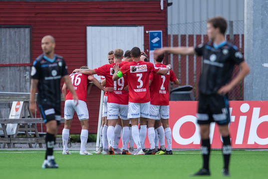 Shuaibu Lalle Ibrahim of Kongsvinger celebrates with his