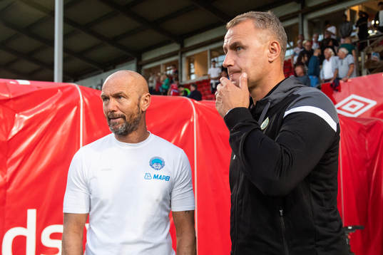 Mark Dempsey, head coach of Kongsvinger, and Bengt