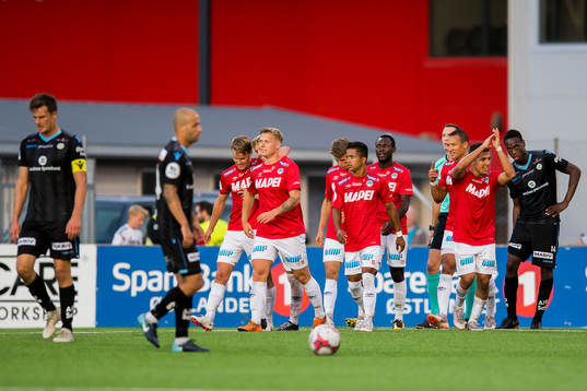 Markus Aanesland of Kongsvinger celebrates with his