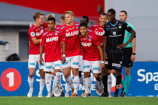 Markus Aanesland of Kongsvinger celebrates with his