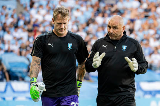 Goalkeeper Johan Dahlin and goalkeeper coach Jonnie Fedel