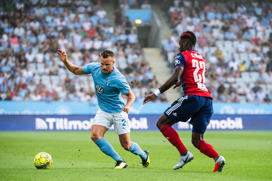 Eric Larsson of Malmö FF and Stopira of Vidi