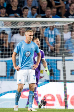 Franz Brorsson of Malmö FF looks dejected