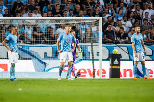 Franz Brorsson of Malmö FF looks dejected