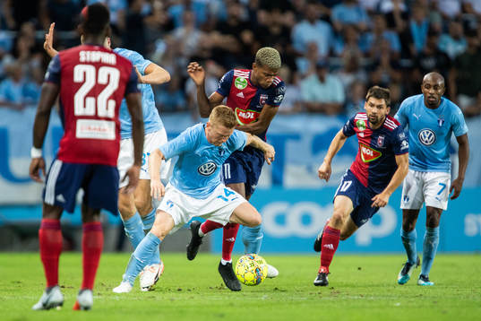 Anders Christiansen of Malmö FF and Loïc Nego of Vidi