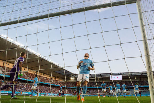 Lasse Nielsen of Malmö FF looks dejected