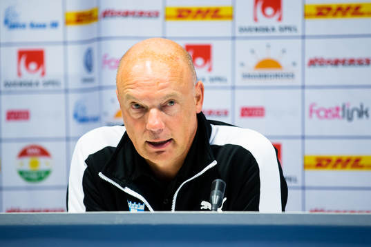 Malmö FFs tränare Uwe Rösler  på presskonferensen