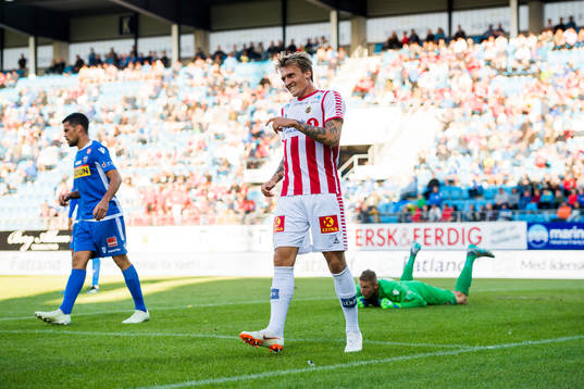 Runar Espejord of Tromsø reacts