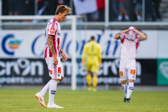 Runar Espejord of Tromsø looks dejected