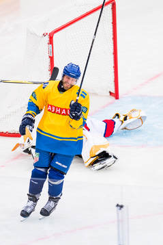 Mikael Dorsin of Sweden celebrates a goal