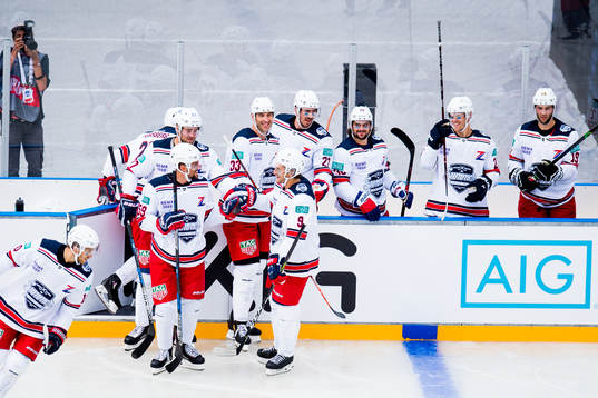 Filip Forsberg of Team Zucca celebrates a goal with his