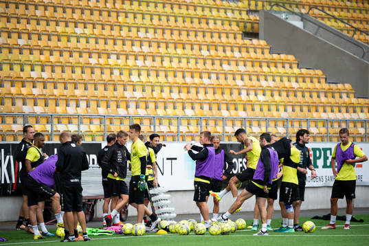 Spelarna har en vattenpaus