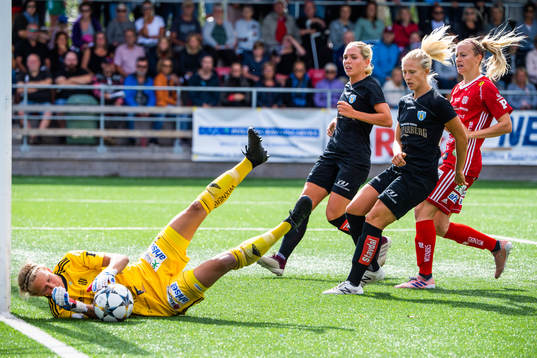 Piteås målvakt Cajsa Andersson och Göteborgs Elin