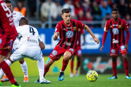 Östersunds Jamie Hopcutt  och Kalmars Mikael Dyrestam