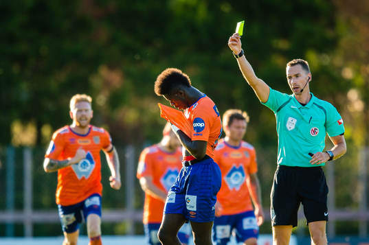 Pape Habib Gueye of Aalesund gets a yellow card