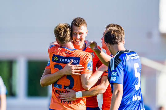 Holmbert Aron Fridjonsson of Aalesund celebrates 0-1 goal