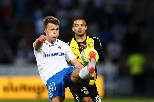 Norrköpings Simon Skrabb och Hammarbys Vladimir Rodic