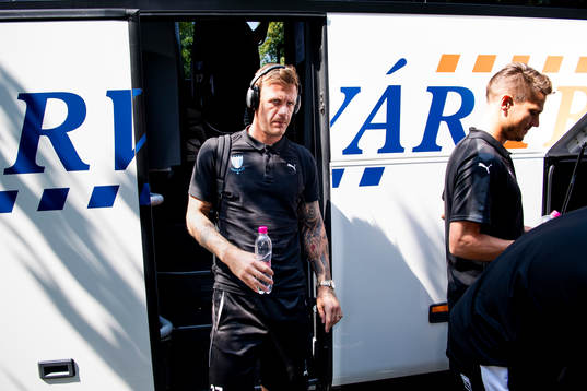 Goalkeeper Johan Dahlin of Malmö FF arrives at the hotel