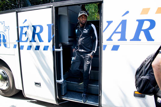 Fouad Bachirou of Malmö FF arrives at the hotel
