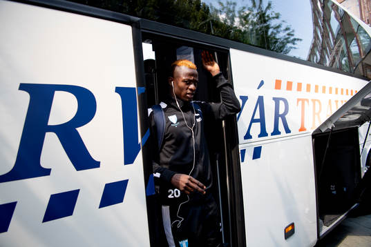 Bonke Innocent of Malmö FF arrives at the hotel