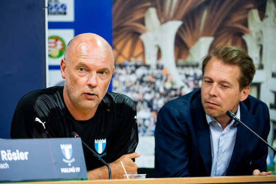 Head coach Uwe Rösler and press officer Peter Åhlander of
