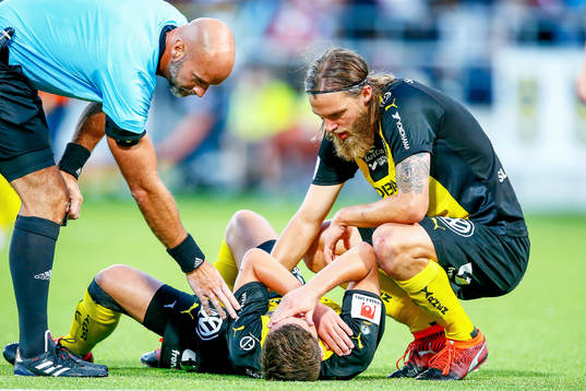 Domare Stefan Johannesson och Hammarbys Björn Paulsen