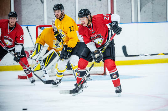 Malmö Redhawks Marcus Sylvegårdunder träningsmatchen i