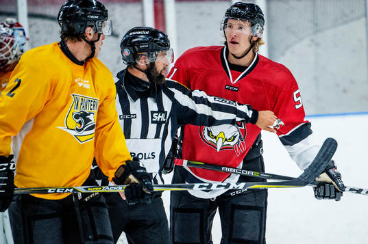 Panterns Valentin Pilet och Malmö Redhawks Emil Sylvegård