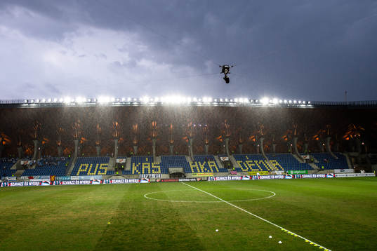 Heavy rain prior the UEFA Champions League qualifying match