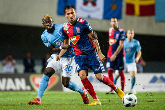 Bonke Innocent of Malmö FF and Anel Hadzic of Vidi