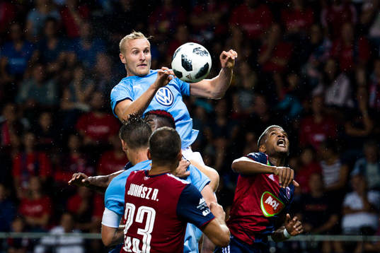 Franz Brorsson of Malmö FF reacts