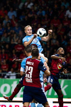 Franz Brorsson of Malmö FF reacts